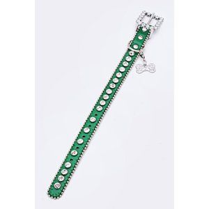 Ball Chain Crystal Dog Collar - Green